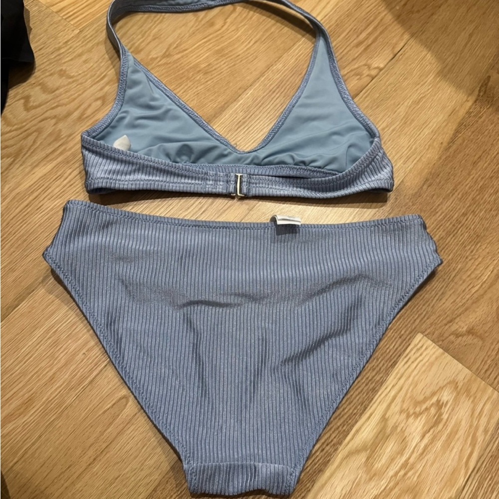 Aerie Light Blue Ribbed Bikini Set